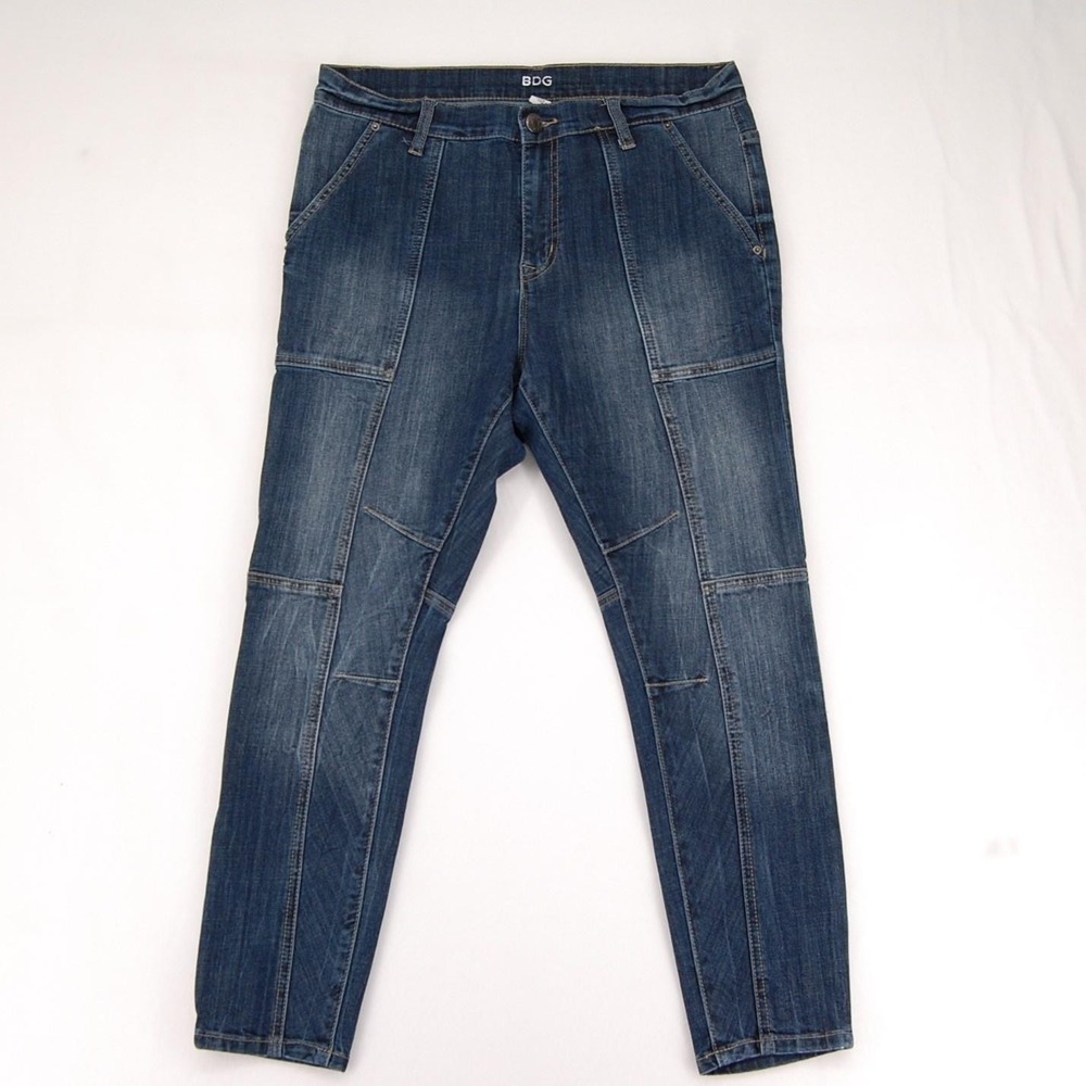 BDG‎ Jeans Womens 29 Blue Tapered Leg Panel Denim Mid Rise Casual Stretch